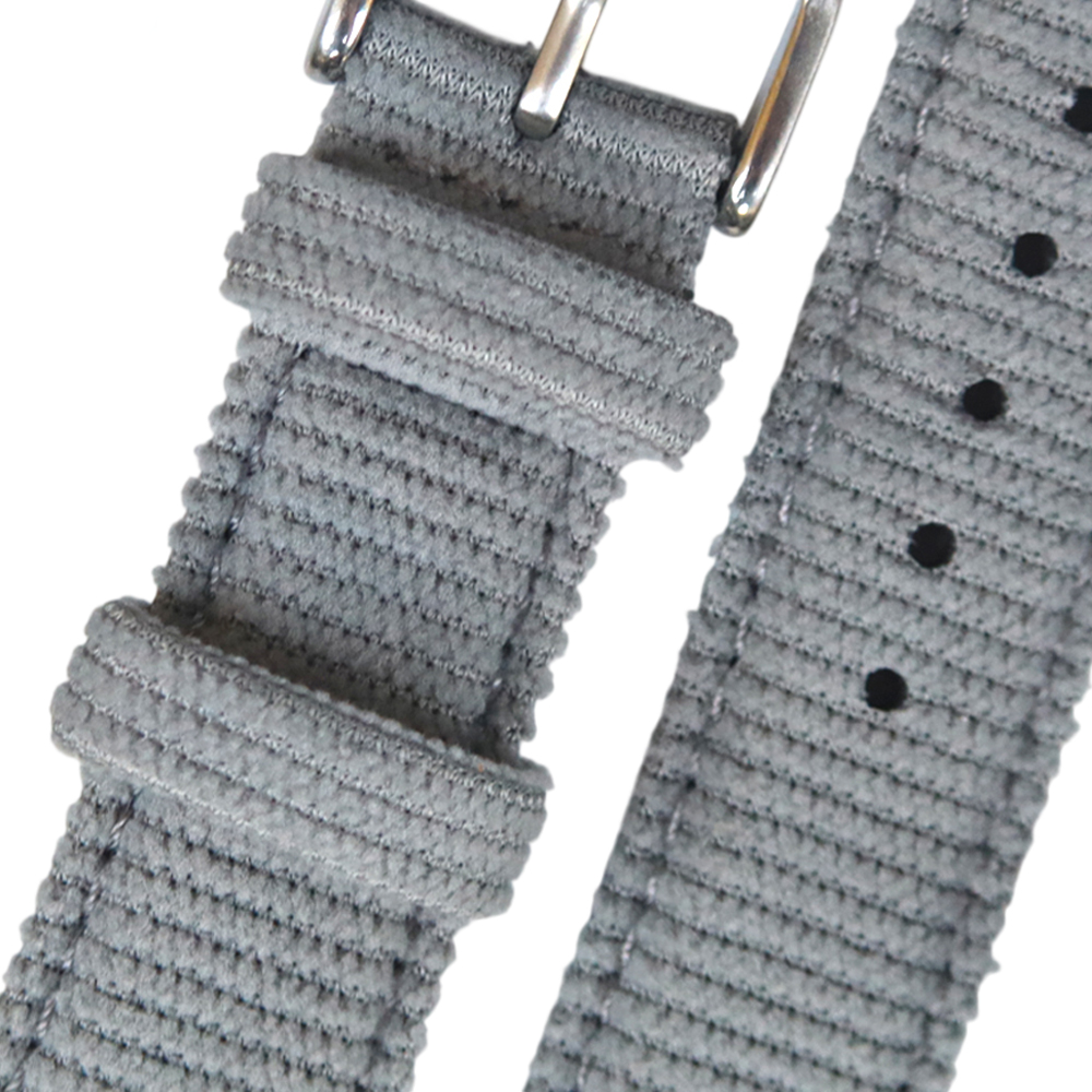 New Style 2 Pieces Corduroy Cotton+Dark Gray Waterproof Leather Hybrid Watch Strap In 20*18/22*20mm With 304L SS Brushed Buckle And Spring Bar