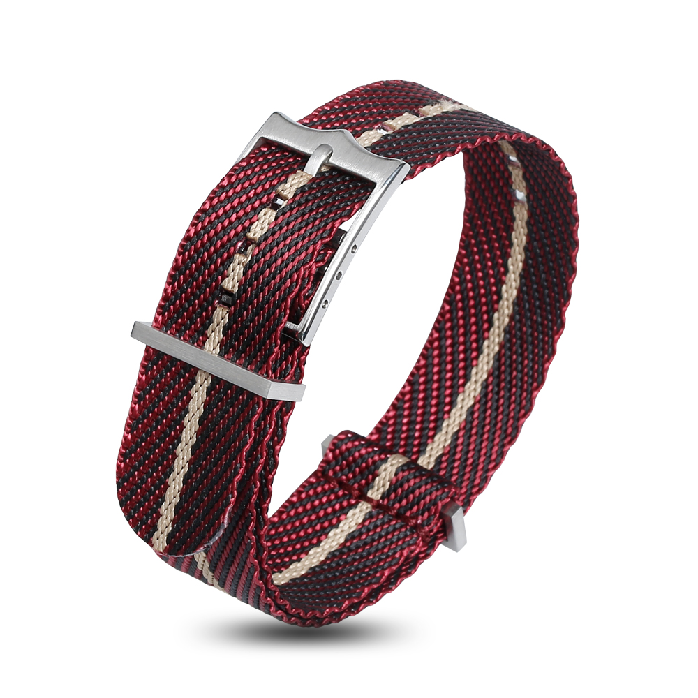 High Density Manufacturing Of Premium Twill Weave Nylon Watch Bands Featuring Heavy Duty Brushed Stainless Steel Hardware For International Luxury Sport Timepiece Brands