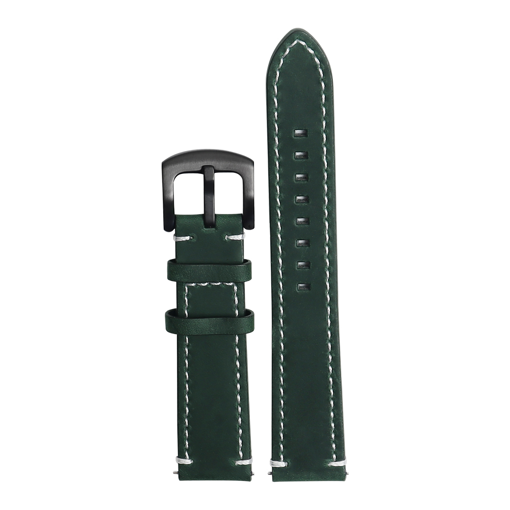 Double Layer 2 Pieces Crazy Horse Genuine Leather Watch Band In 20 And 22mm For Seiko Watches