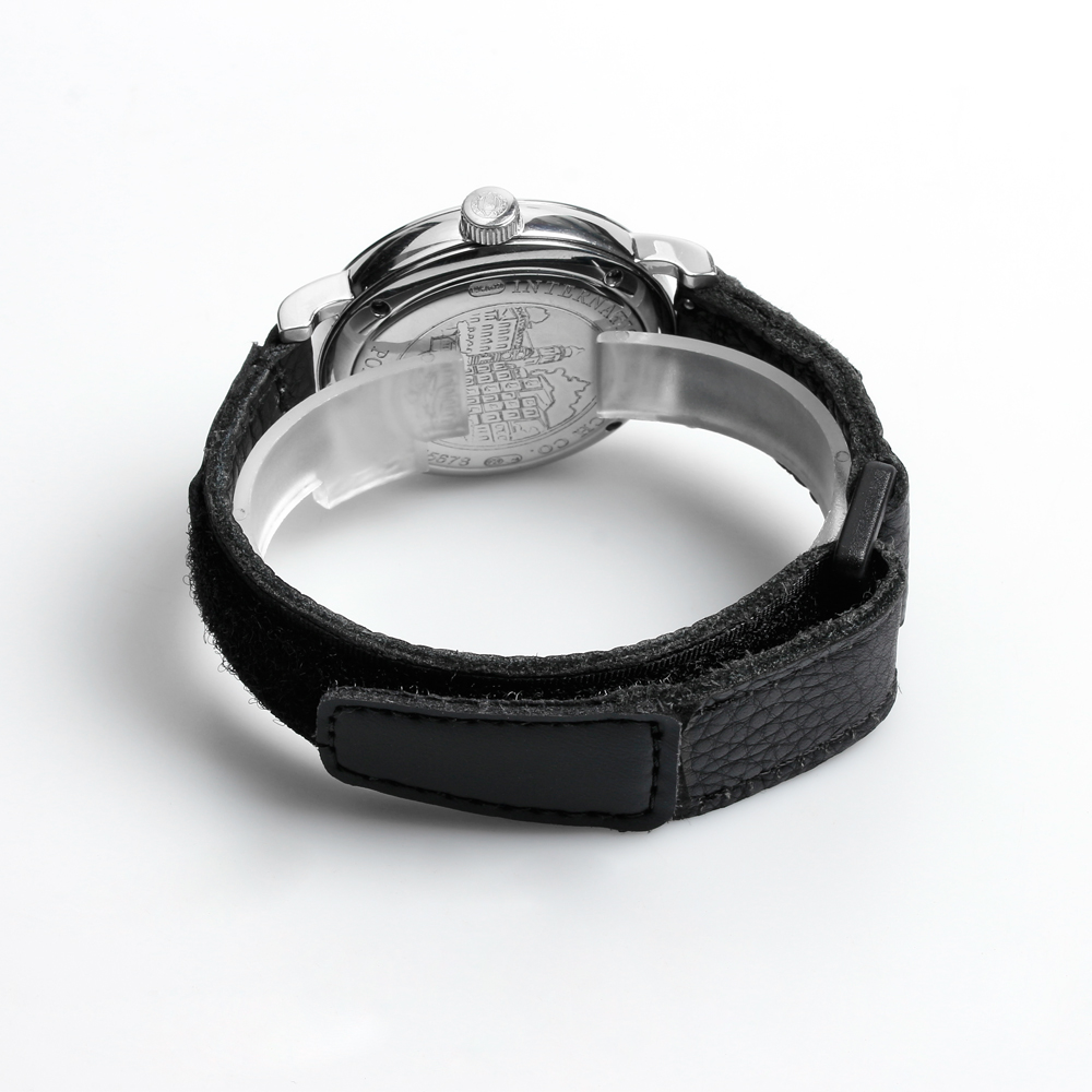 New Style Hot Sell 2 Pieces Lychee Texture Leather Wrist Strap Velcro Watch Band With Black PVD 304L SS Buckle