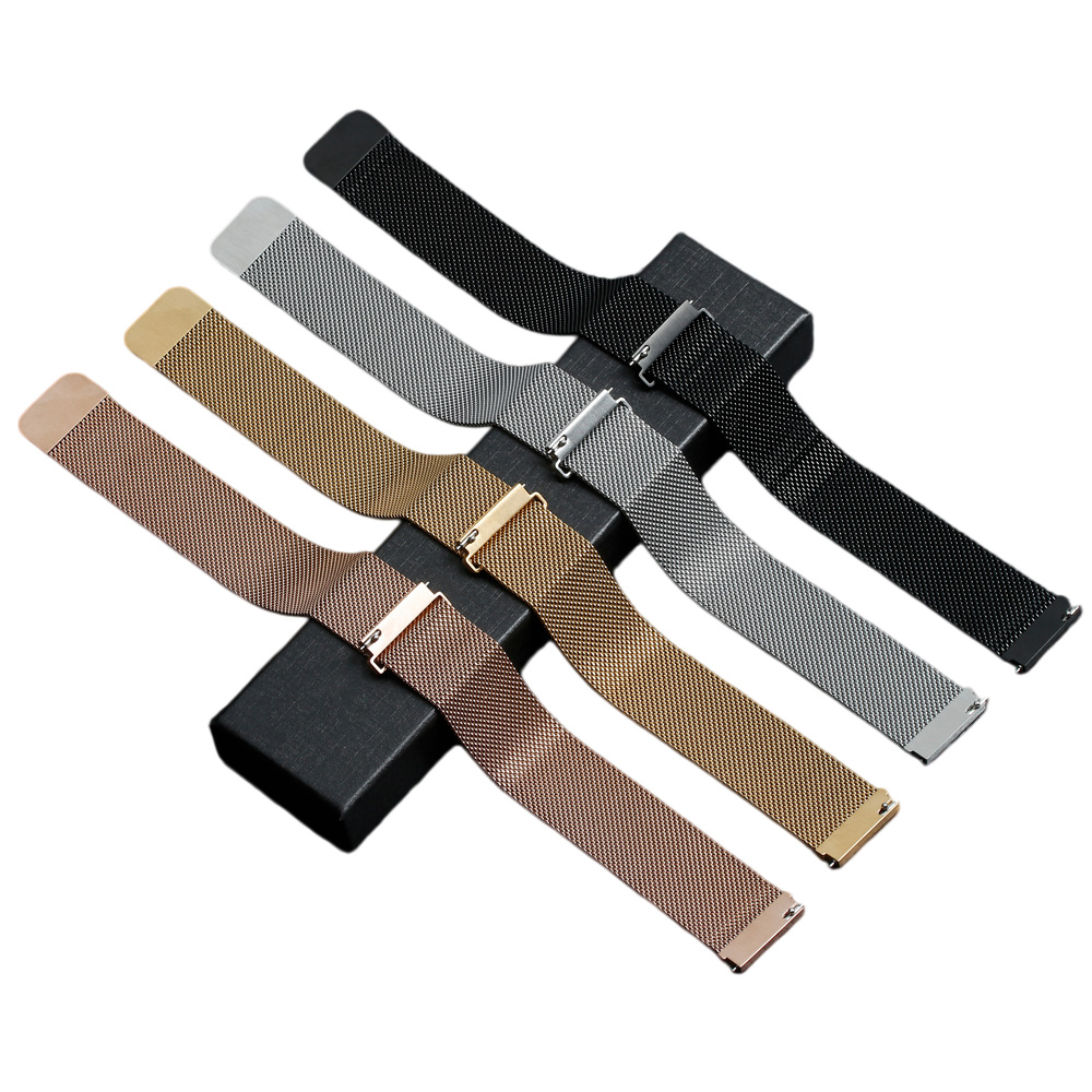 Customizable 16mm To 22mm Milanaise Mesh Metal Watch Strap Crafted From Premium 304L Stainless Steel Featuring A Secure Magnetic Clasp Closure System