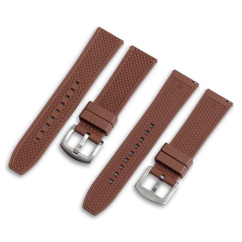 Heavy-Duty Artisan FKM Rubber Watch Band With Sculpted Profile And High-Tensile Strength Supplying Unmatched Longevity For Daily Wear On Premium Steel Sports Watches