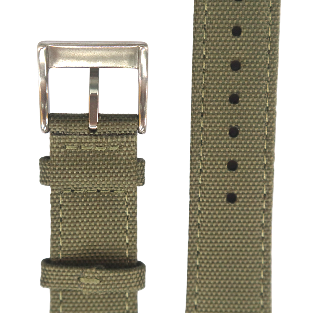 New Design Two Pieces Both-Sided Sailcloth Watch Strap Luxury Green Cordura Wrist Strap With Brushed 304L SS Buckle And Quick Release Spring Bar