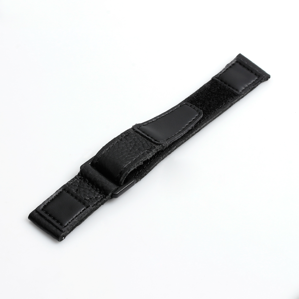 New Style Hot Sell 2 Pieces Lychee Texture Leather Wrist Strap Velcro Watch Band With Black PVD 304L SS Buckle