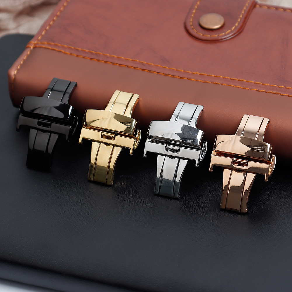 Wholesale 16/18/20/22mm Quick Release Different Color Stainless Steel Butterfly Watch Buckle With 304L/316L SS
