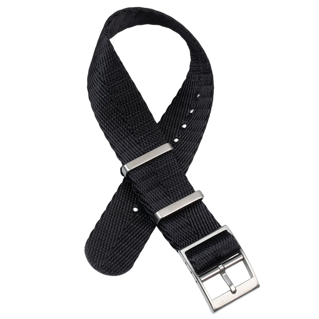 Professional Grade 280mm Herringbone Weave Nylon Watch Strap Featuring High-Density Seatbelt Texture With 1:2 Brushed 304L SS Hardware For Enhanced Durability And Elegant Military Aesthetics