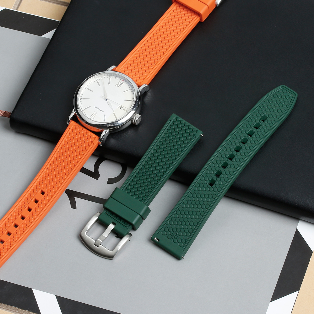 Custom Premium Green FKM Fluorine Rubber Watch Band Embossed 3D Watch Strap for OMEGA Watch From CHWSM Factory