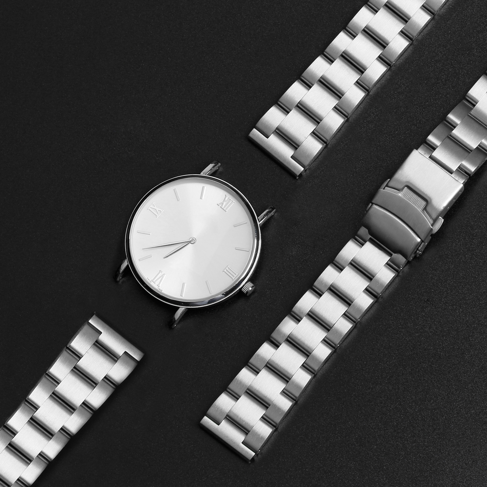 Wholesale Hot Selling High Quality Luxury Stripe 304L SS Metal Wrist Watch Strap For Waterproof Quartz Watches