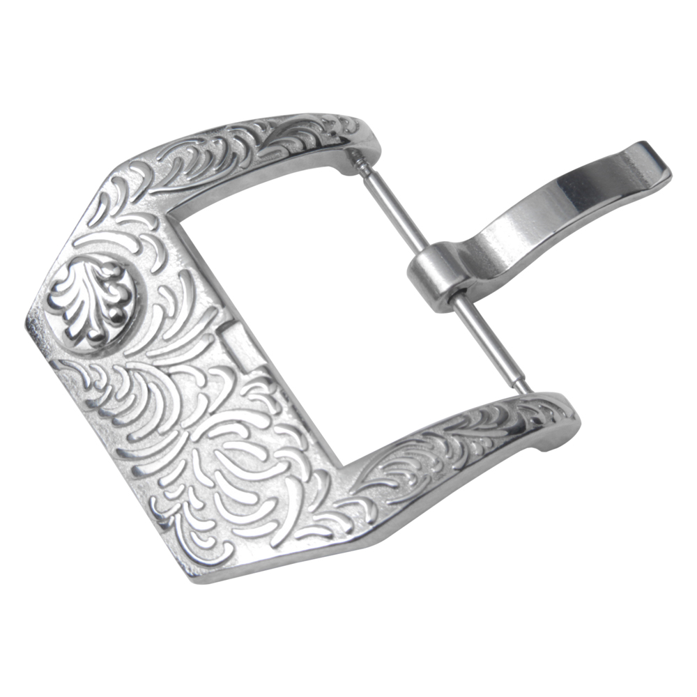 20mm 22mm 24mm Heavy Duty 316L Stainless Steel Embossed Chrysanthemum Pattern Watch Buckle Metal Watch Clasp With Brushed