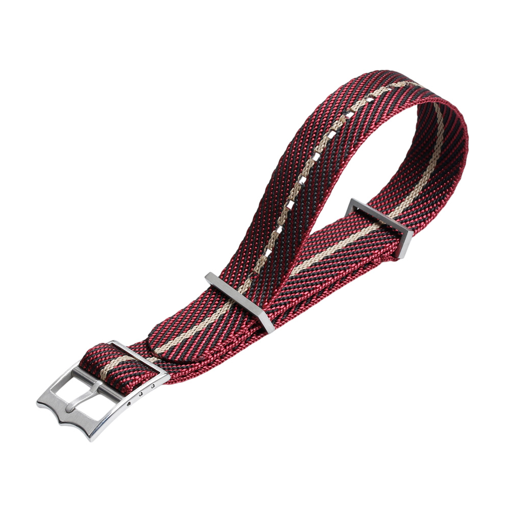 High Density Manufacturing Of Premium Twill Weave Nylon Watch Bands Featuring Heavy Duty Brushed Stainless Steel Hardware For International Luxury Sport Timepiece Brands