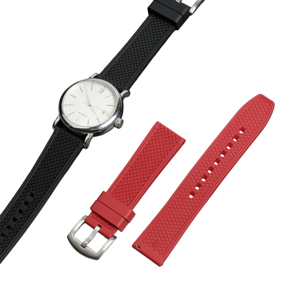 Luxury Integrated Curved Interface Fluorine Rubber Watch Strap Featuring Precision-Molded Lug Fit And High-Tensile Durability For Swiss Mechanical Diving Timepieces And Active Lifestyles