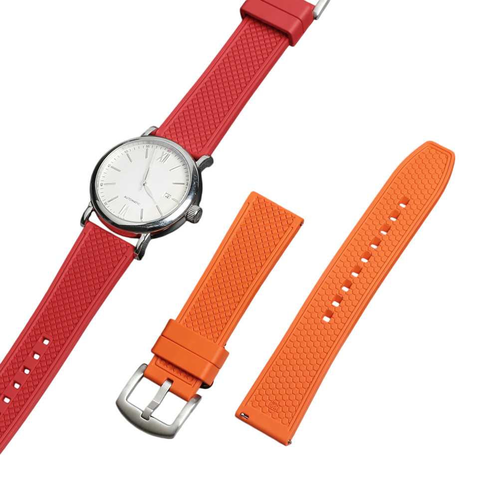 High-Performance Racing Style FKM Rubber Watch Band Engineered With Breathable Perforated Design And Anti-Static Fluorine Polymer For Professional Sports Chronograph Enthusiasts Worldwide
