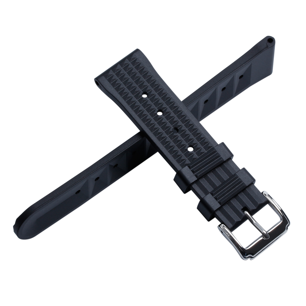Wholesale Hot Selling 20 And 22mm Rubber Watch Strap With Polished 304L SS Watch Buckle For Seiko Diving Watch Series