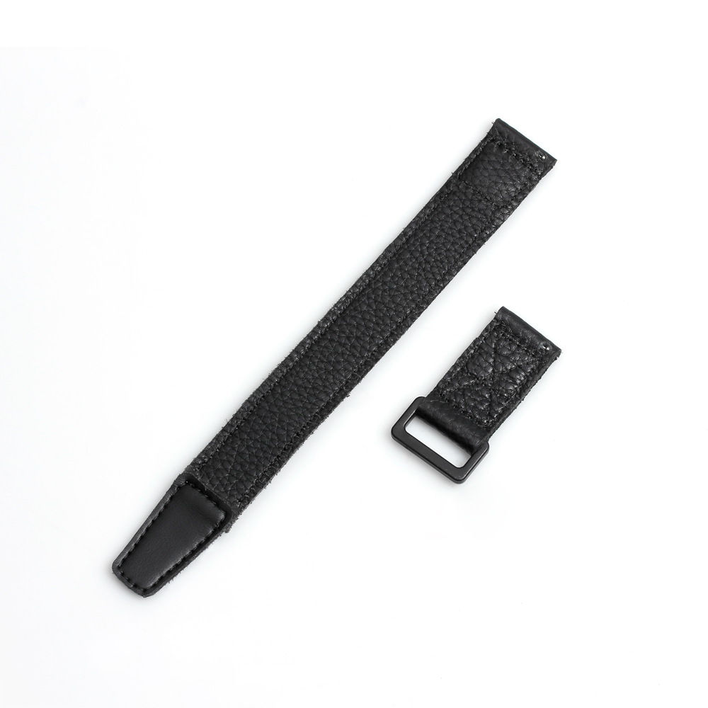 New Style Hot Sell 2 Pieces Lychee Texture Leather Wrist Strap Velcro Watch Band With Black PVD 304L SS Buckle