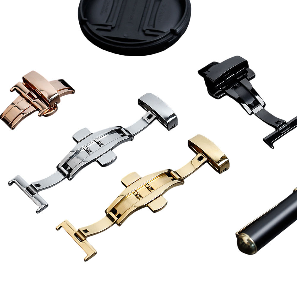 Wholesale 16/18/20/22mm Quick Release Different Color Stainless Steel Butterfly Watch Buckle With 304L/316L SS