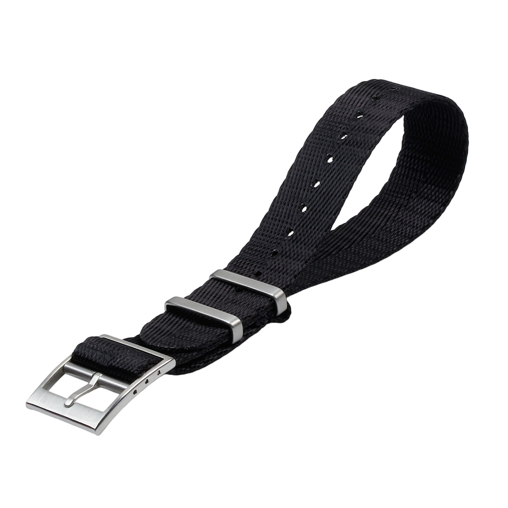 Professional Grade 280mm Herringbone Weave Nylon Watch Strap Featuring High-Density Seatbelt Texture With 1:2 Brushed 304L SS Hardware For Enhanced Durability And Elegant Military Aesthetics