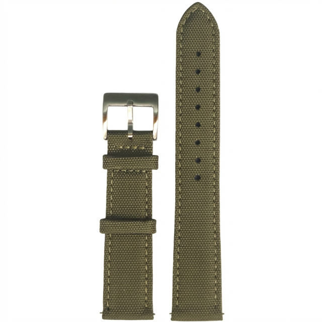 New Design Two Pieces Both-Sided Sailcloth Watch Strap Luxury Green Cordura Wrist Strap With Brushed 304L SS Buckle And Quick Release Spring Bar