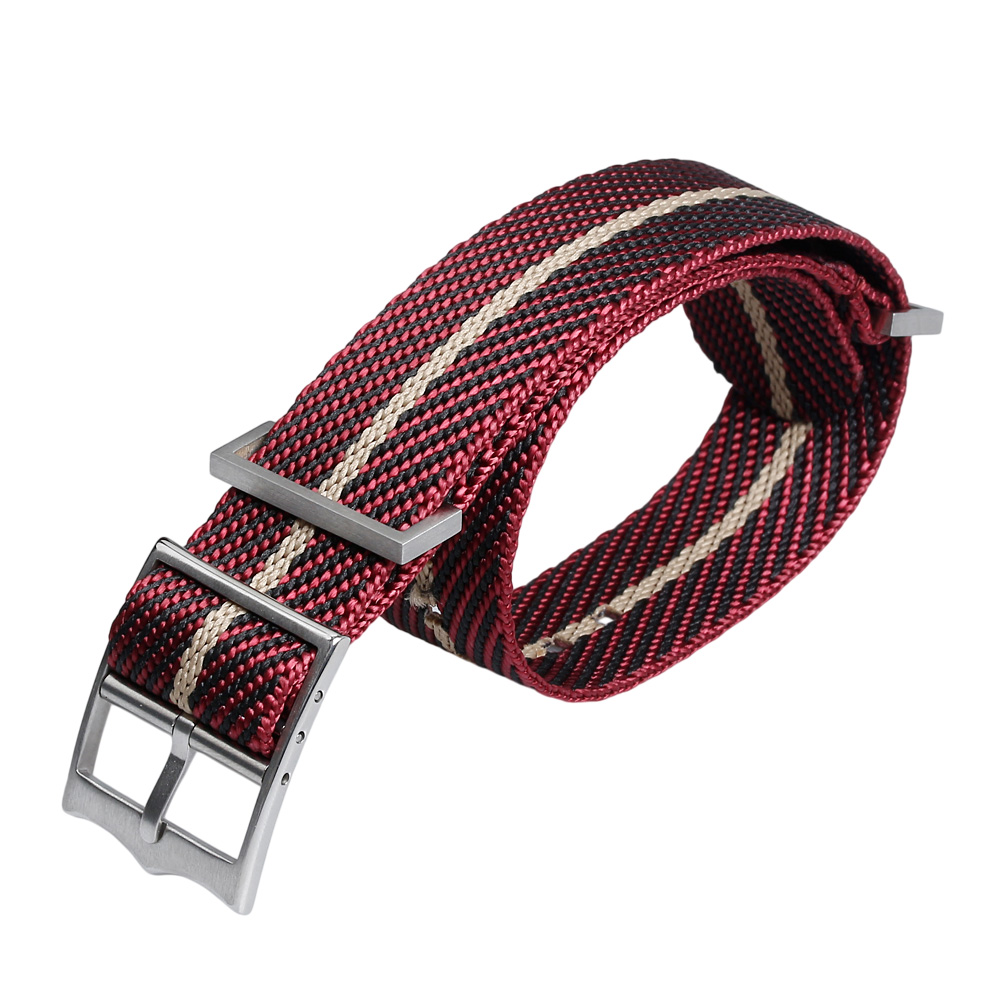 High Density Manufacturing Of Premium Twill Weave Nylon Watch Bands Featuring Heavy Duty Brushed Stainless Steel Hardware For International Luxury Sport Timepiece Brands