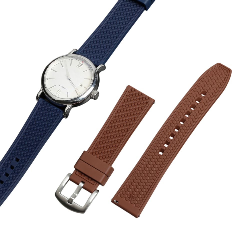 Heavy-Duty Artisan FKM Rubber Watch Band With Sculpted Profile And High-Tensile Strength Supplying Unmatched Longevity For Daily Wear On Premium Steel Sports Watches