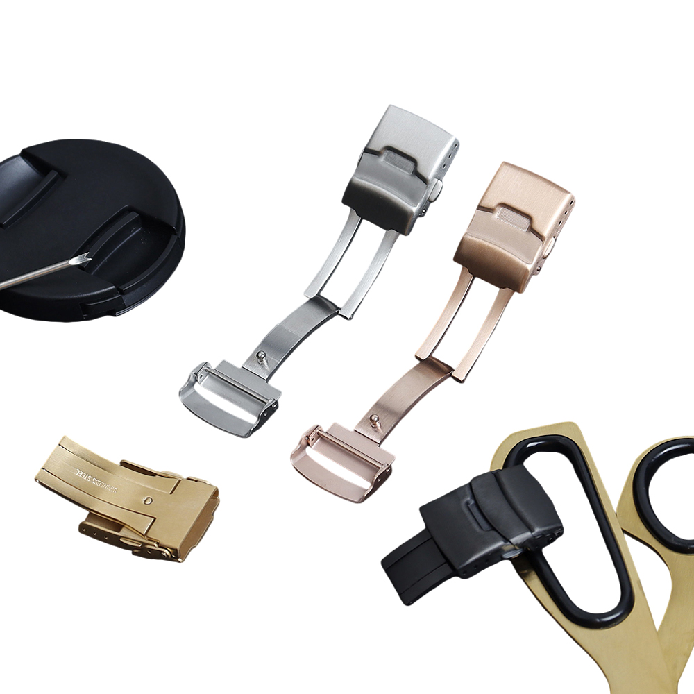 Popular Silver/Black/Gold/Rose Gold Color Metal Watch Buckle 18/19/20/22/24mm Butterfly Buckles From Factory Manufacture