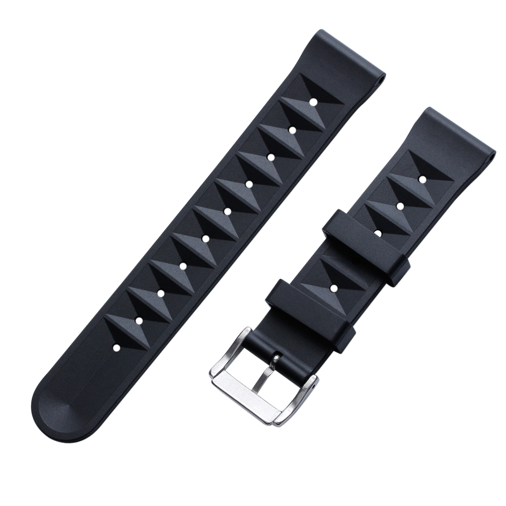 Wholesale Hot Selling 20 And 22mm Rubber Watch Strap With Polished 304L SS Watch Buckle For Seiko Diving Watch Series