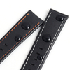 New Style Hot Sell Two Pieces Style 22mm Nylon-Carbon Fibre+Black Leather Hybrid Watch Band Wrist Strap Use Different Stitching Color With Brushed 304L SS Heavy Duty Buckle For Panerai Watches