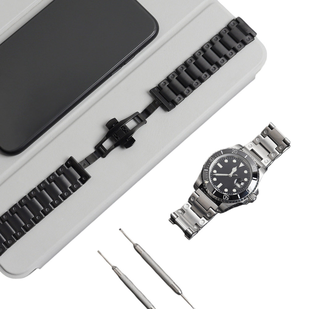 Custom Small Eyehole Shape Metal Watch Bracelet Crafted From Brushed 304L Stainless Steel Engineered For Precision Fit On IWC Pilot And Portuguese Series