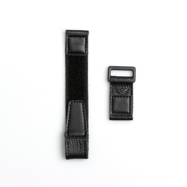 New Style Hot Sell 2 Pieces Lychee Texture Leather Wrist Strap Velcro Watch Band With Black PVD 304L SS Buckle