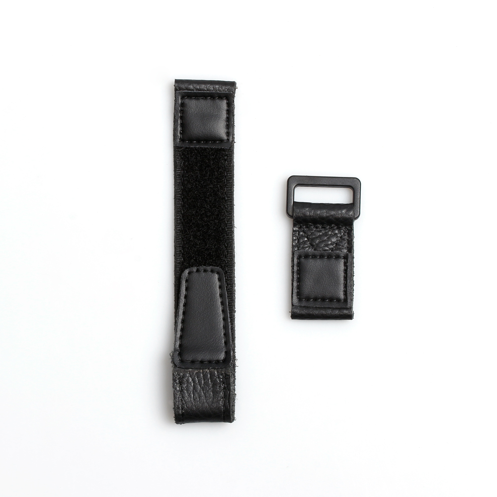 New Style Hot Sell 2 Pieces Lychee Texture Leather Wrist Strap Velcro Watch Band With Black PVD 304L SS Buckle