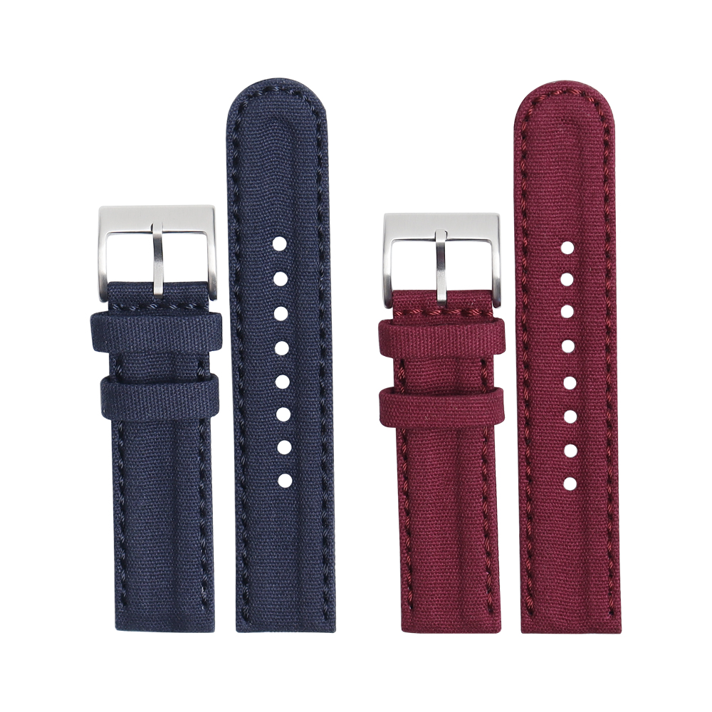 Custom Two Pieces Style Red And Blue Canvas Watch Band 20mm 22mm Perfectly Fitting Rolex Oyster Series From B2B Factory Offering Bulk Production Low MOQ