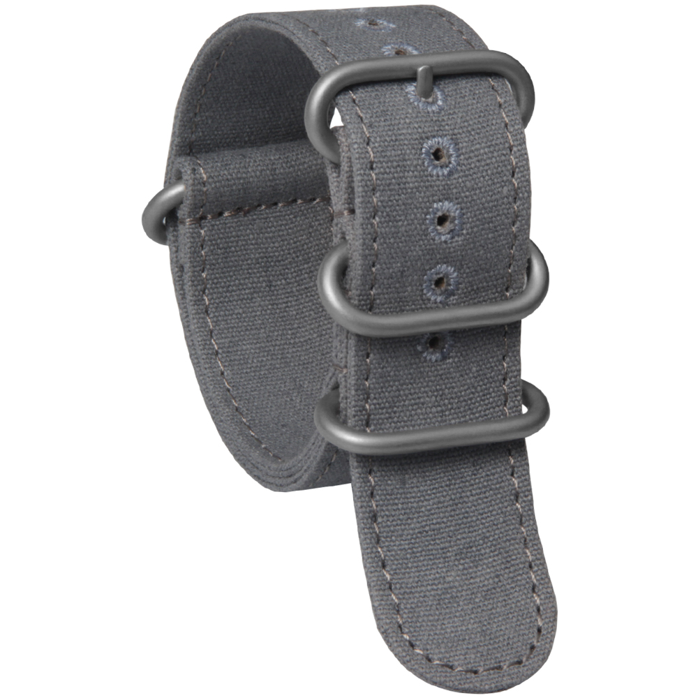Custom Single Pass Dark Grey Canvas Wrist Strap By Watch Hardware Accessories Factory Featuring Sandblasted Buckles And Embroidered Holes For Brand Watches