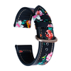 Wholesale Print Flower Pattern Black Leather + Black Silicone Hybrid Watch Strap 2 Pieces Style Developed by Leading B2B Watch Band Factory Offering Custom Design Production