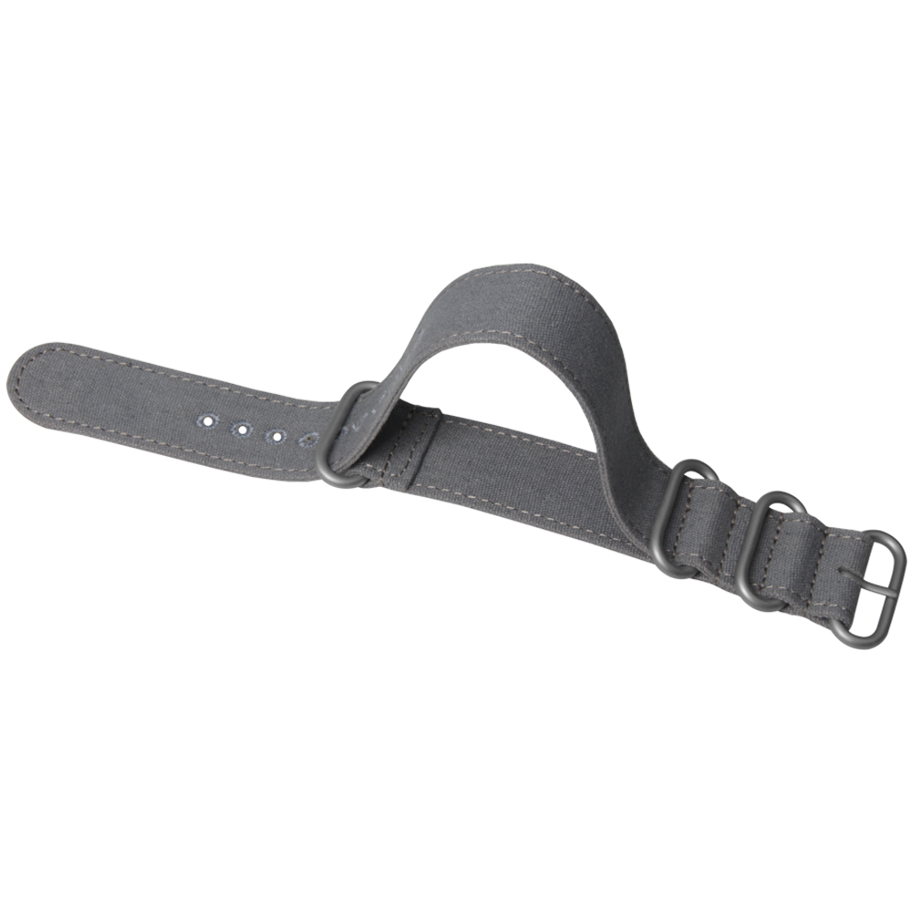 Custom Single Pass Dark Grey Canvas Wrist Strap By Watch Hardware Accessories Factory Featuring Sandblasted Buckles And Embroidered Holes For Brand Watches