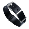 Popular 24MM Black Matte Genuine Leather Watch Band 280mm Length Wrist Straps With White Handmade Stitching And Brushed 304L SS Hardware