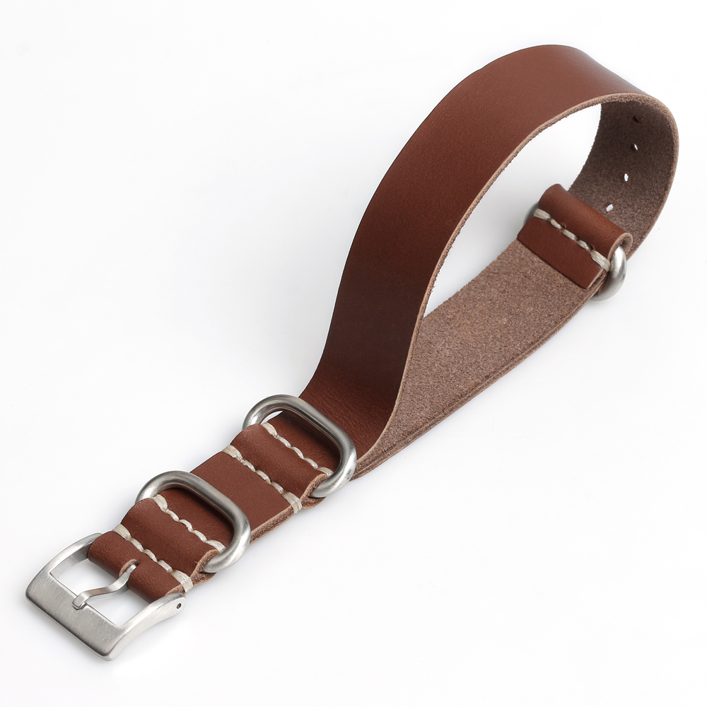 Single Piece Brown Zulu Style Full Grain Genuine Leather WristBand Watch Bracelets For 18/20/22/24MM Vintage Watches Custom Design Production By Experienced Watch Strap Manufacturer
