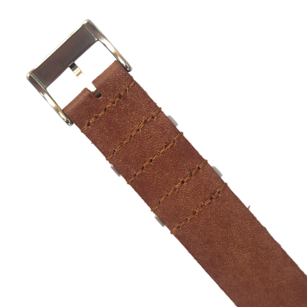 Brown One Piece NATO Style Luxury Vegetable-Tanned Genuine Leather Watch Strap 18 20 22 24MM — B2B Watch Band Factory Custom Design Production For Vintage Watches
