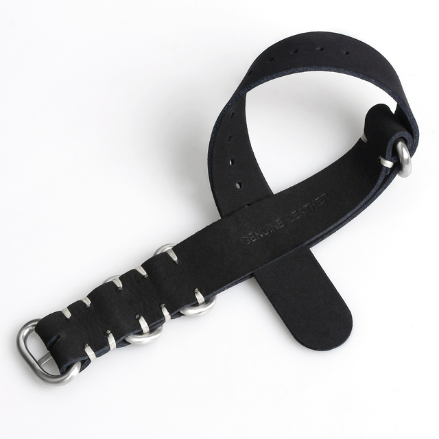 Handcrafted White Stitching One Piece Style Black Zulu Matte Genuine Leather Watch Strap For 18 20 22 24MM Vintage Watches From A Global B2B Watch Band Manufacturer With Low MOQ OEM/ODM