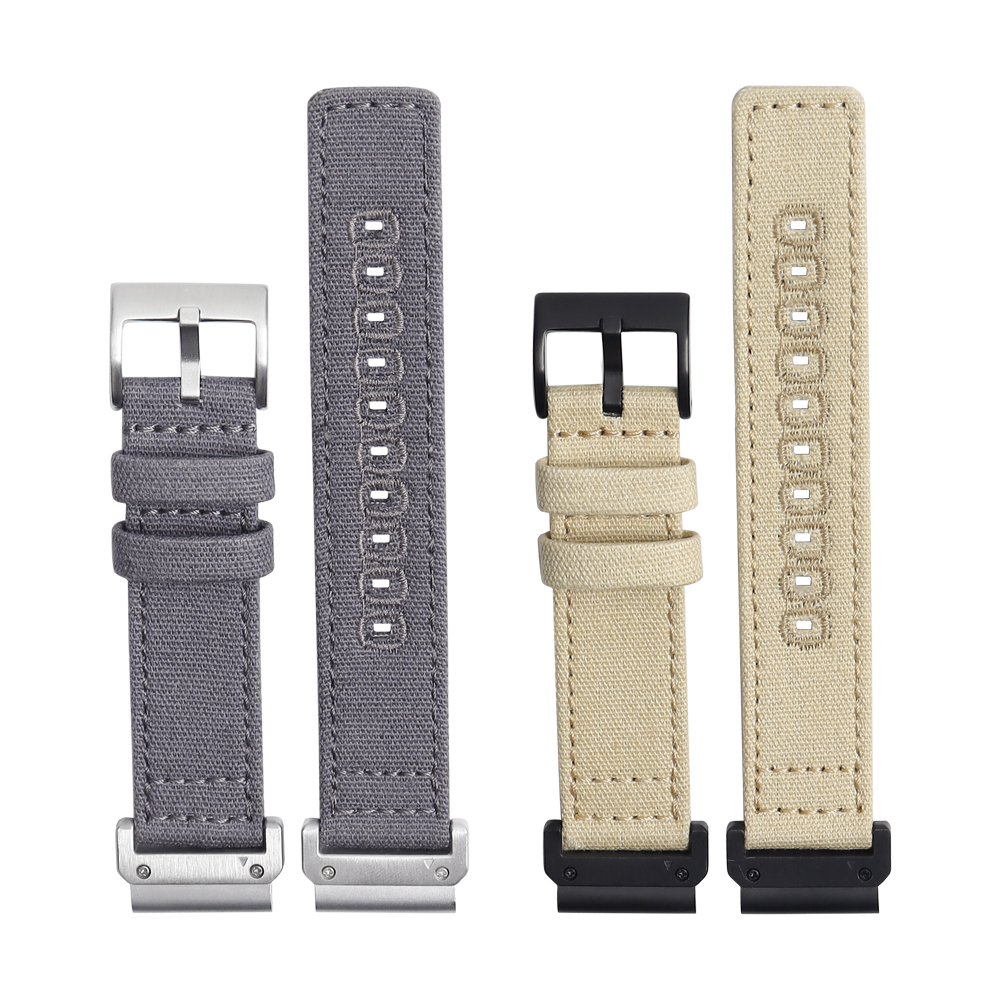 Premium Custom 22mm 24mm Garmin Compatible Canvas Watch Band With Embroidered Hole From Top B2B Wholesale Factory Offering Low MOQ Bulk Production