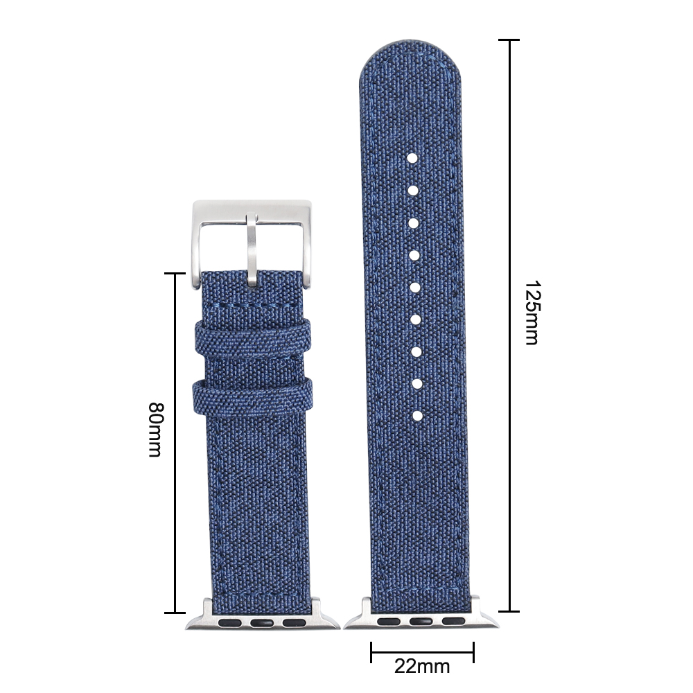 Luxury 2 Pieces Style Fine Texture Canvas Watch WristStrap Integrated With Smart Apple Watch Connectors Fabricated By Watch Parts Factory For High Volume Wholesale Orders