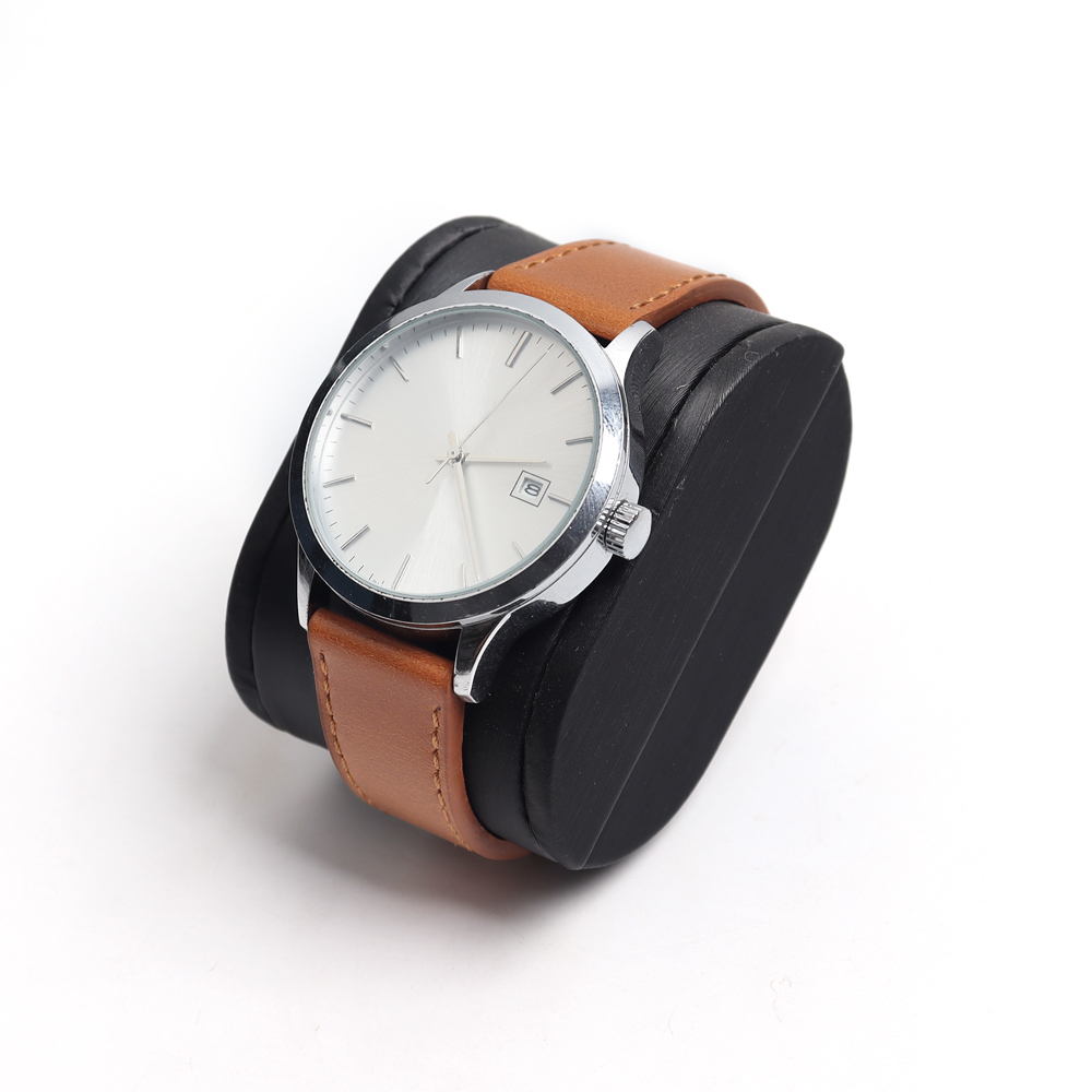 Support OEM/ODM Leather WristStraps Two Pieces Brown Oil-Waxed Genuine Leather Watch Bracelets With Polished Buckle From CHWSM Factory Wholesale Production