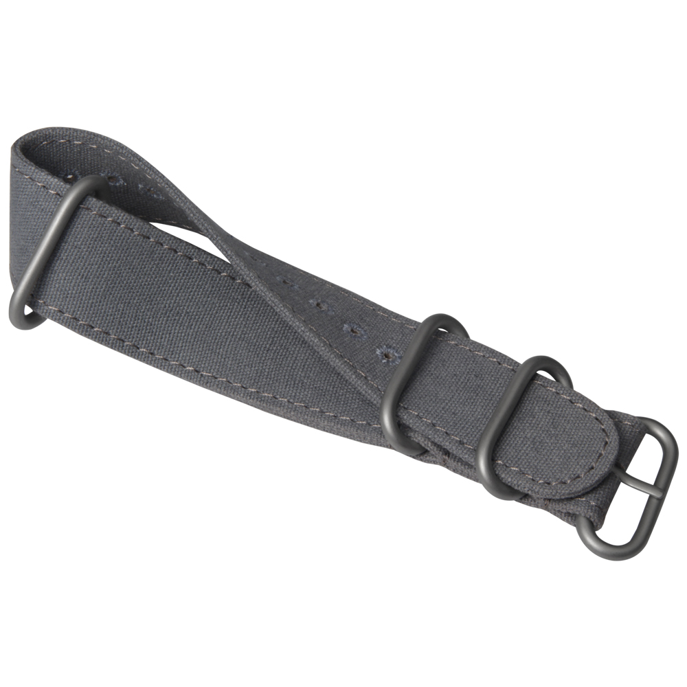 Custom Single Pass Dark Grey Canvas Wrist Strap By Watch Hardware Accessories Factory Featuring Sandblasted Buckles And Embroidered Holes For Brand Watches