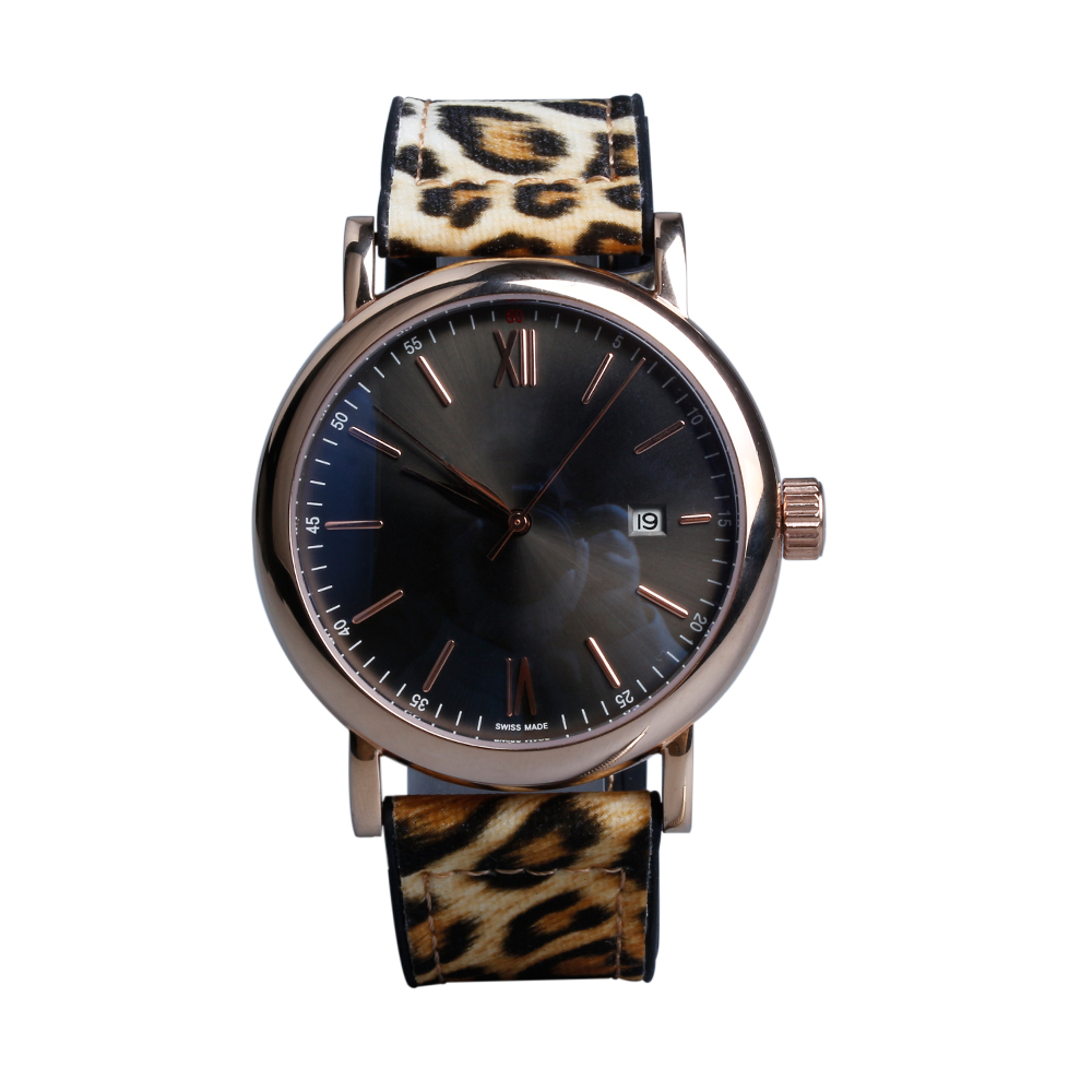 Leopard Print Pattern Leather+Silicone Hybrid Watch Strap Two Pieces Style Perfect For Outdoor Leisure Sport Watches Designed By Leading B2B Watch Strap Factory With Low MOQ OEM ODM Services