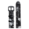 Premium Print White Flower Pattern Black Leather + Black Silicone Hybrid Watch Strap 2 Pieces Style Crafted By Direct B2B Watch Band Factory for Custom Design Production OEM And ODM Watch Accessories 
