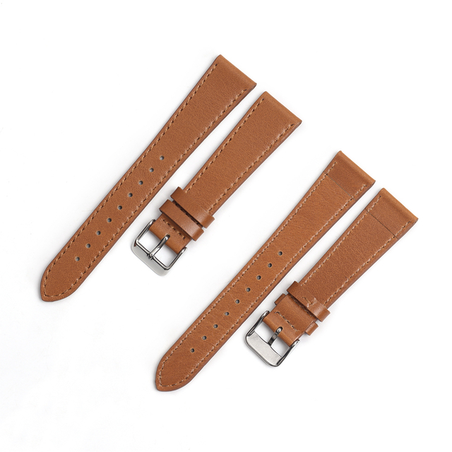 Support OEM/ODM Leather WristStraps Two Pieces Brown Oil-Waxed Genuine Leather Watch Bracelets With Polished Buckle From CHWSM Factory Wholesale Production