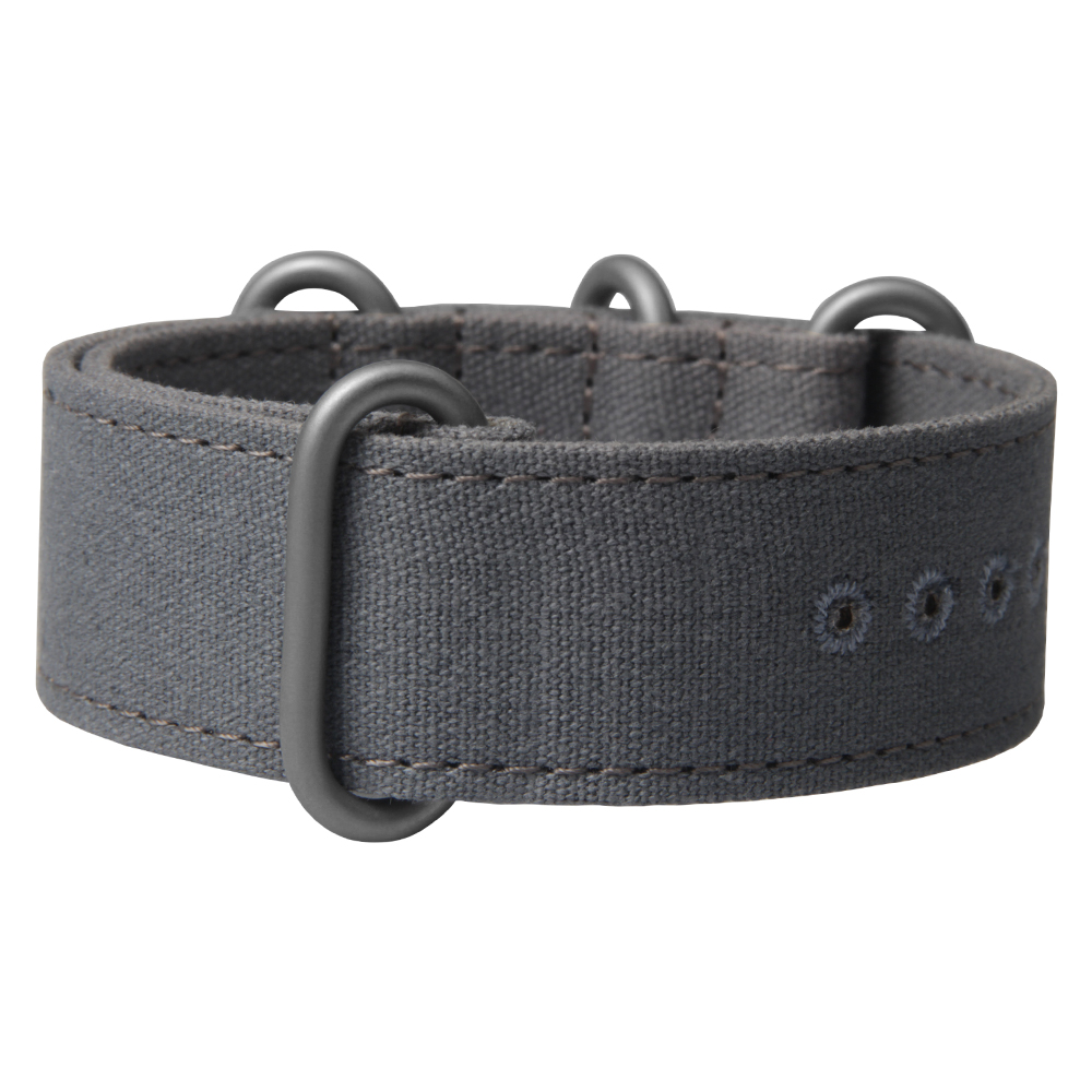 Custom Single Pass Dark Grey Canvas Wrist Strap By Watch Hardware Accessories Factory Featuring Sandblasted Buckles And Embroidered Holes For Brand Watches