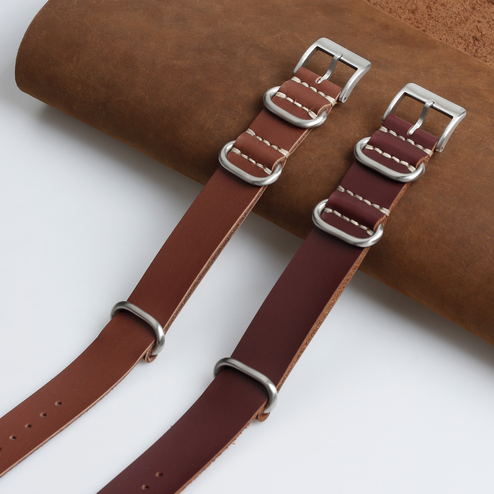 Single Piece Brown Zulu Style Full Grain Genuine Leather WristBand Watch Bracelets For 18/20/22/24MM Vintage Watches Custom Design Production By Experienced Watch Strap Manufacturer
