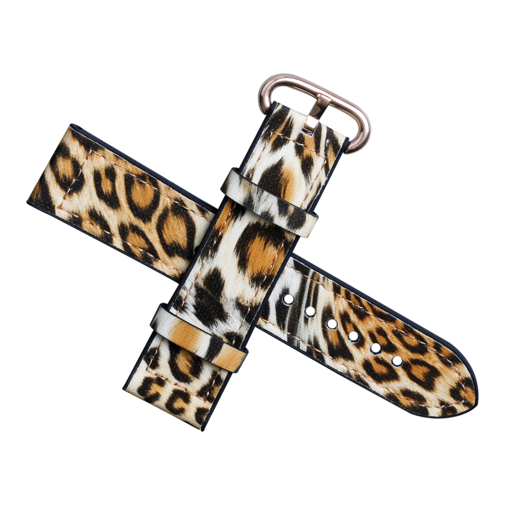Leopard Print Pattern Leather+Silicone Hybrid Watch Strap Two Pieces Style Perfect For Outdoor Leisure Sport Watches Designed By Leading B2B Watch Strap Factory With Low MOQ OEM ODM Services