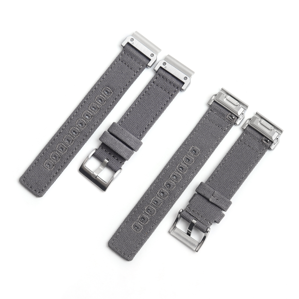 Premium Custom 22mm 24mm Garmin Compatible Canvas Watch Band With Embroidered Hole From Top B2B Wholesale Factory Offering Low MOQ Bulk Production