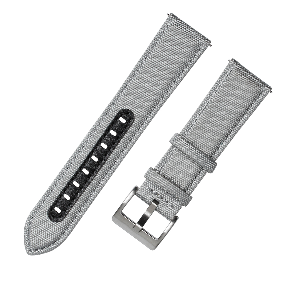Custom 19mm 21mm Watch Accessories Featuring Minimalist Gray 2 Pieces Cordura+Leather Hybrid Watch Strap From A Top Sourcing B2B Factory Built For Global Brand Watches