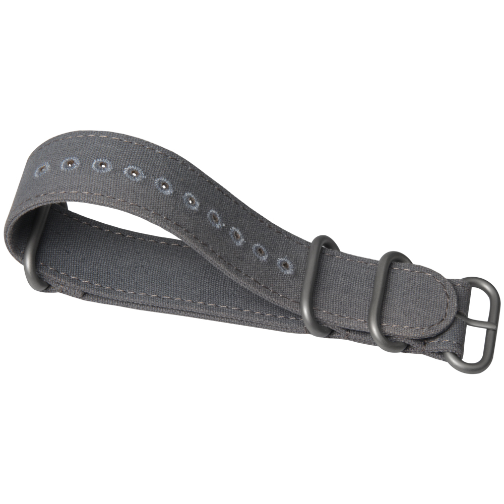 Custom Single Pass Dark Grey Canvas Wrist Strap By Watch Hardware Accessories Factory Featuring Sandblasted Buckles And Embroidered Holes For Brand Watches